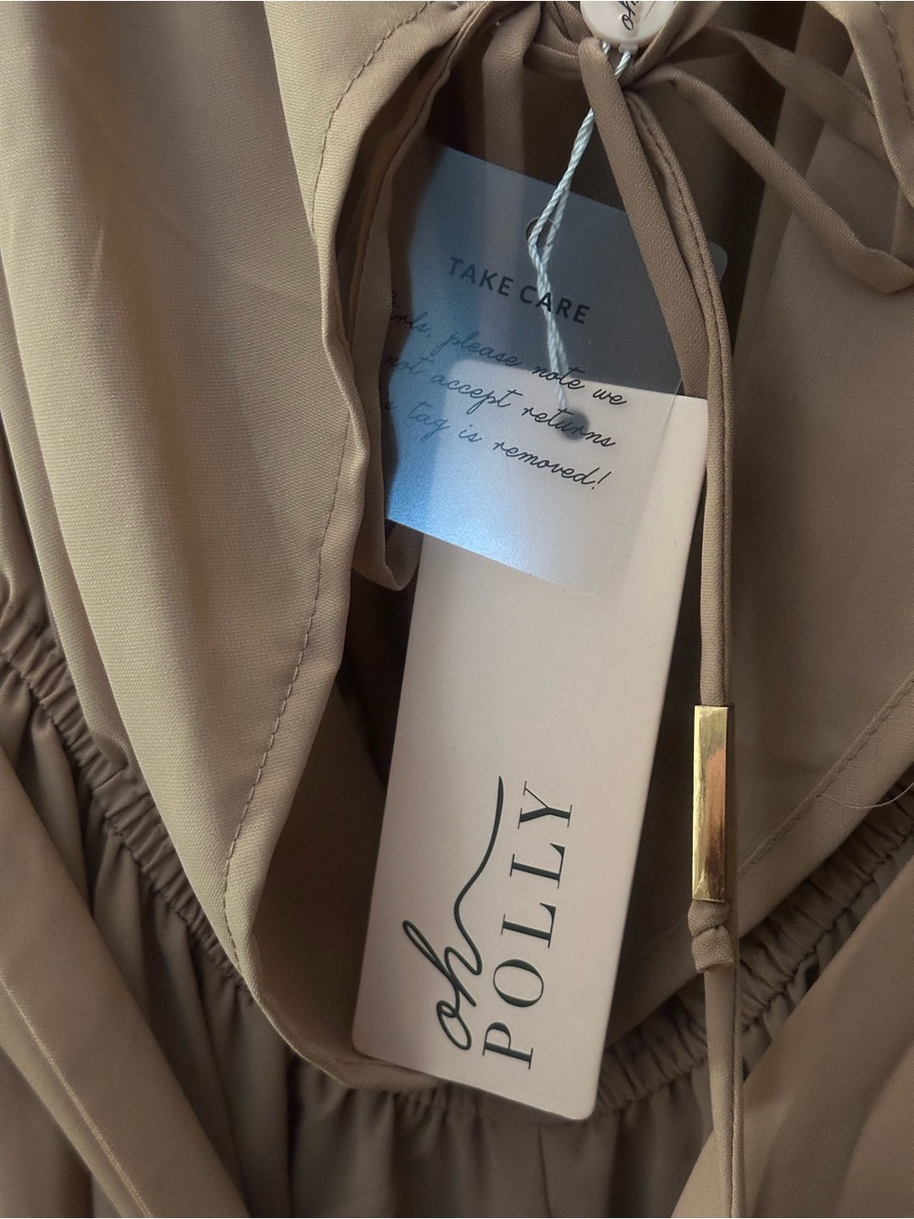 Bell Sleeve V-Neck Wrap Jumpsuit Romper in Camel - Picture 3 of 6